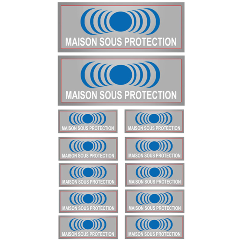 Maison sous protection (2 fois 15x6cm & 10 fois 7x2.5cm) - Sticker/aut