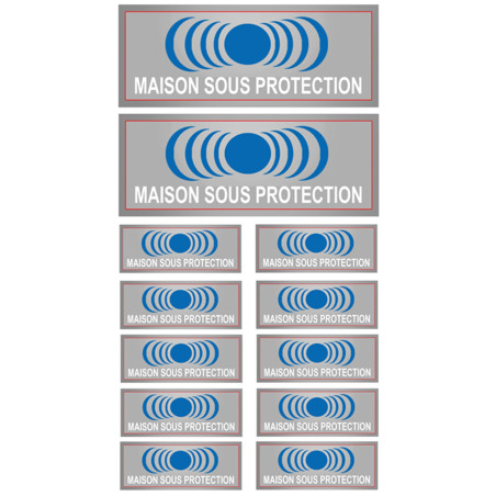 Maison sous protection (2 fois 15x6cm & 10 fois 7x2.5cm) - Sticker/aut