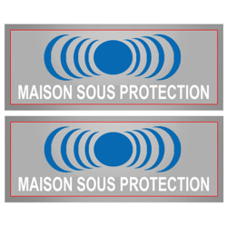 Sticker / autocollant : maison sous protection - 2 stickers de 15x6cm