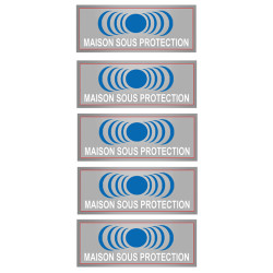 Sticker / autocollant : maison sous protection - 5 stickers de 7x2.5cm