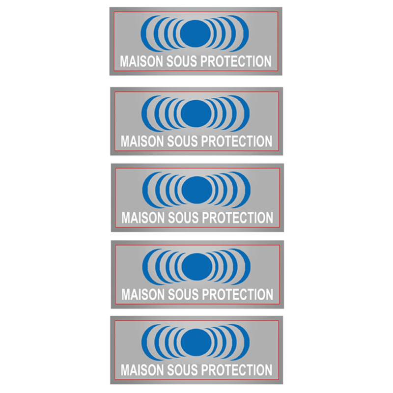 Maison sous protection (5 fois 7x2.5cm) - Sticker/autocollant