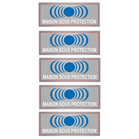 Maison sous protection (5 fois 7x2.5cm) - Sticker/autocollant