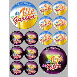 stickers / autocollants enterrement de vie de fille et garçon