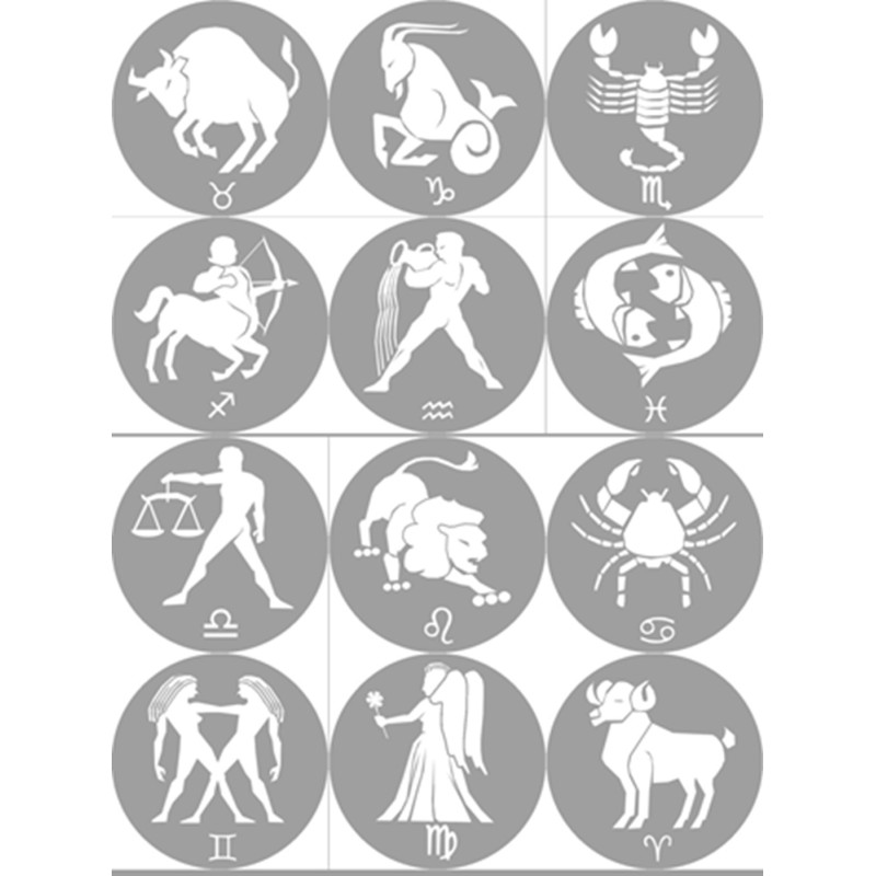 famille signes du zodiaque gris - 12 stickers de 7cm - Sticker/autocol