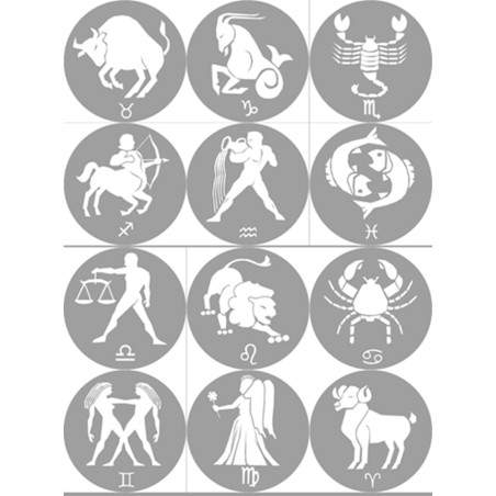 Les signes du zodiaque gris (12 fois 7cm) - Sticker/autocollant