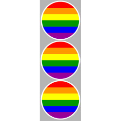 drapeau LGBT - 3 stickers de 9cm - Sticker/autocollant