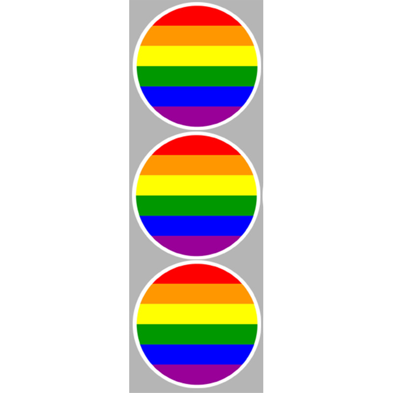 drapeau LGBT - 3 stickers de 9cm - Sticker/autocollant