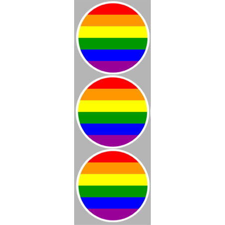 drapeau LGBT - 3 stickers de 9cm - Sticker/autocollant