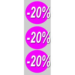 solde remise 20% rond - 3 stickers de 10cm - Sticker/autocollant