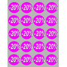 solde remise 20% rond - 20 stickers de 5cm - Sticker/autocollant