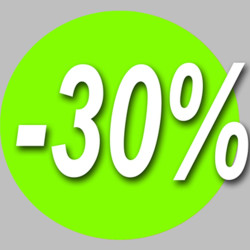 Solde remise 30% rond - 20cm - Sticker/autocollant