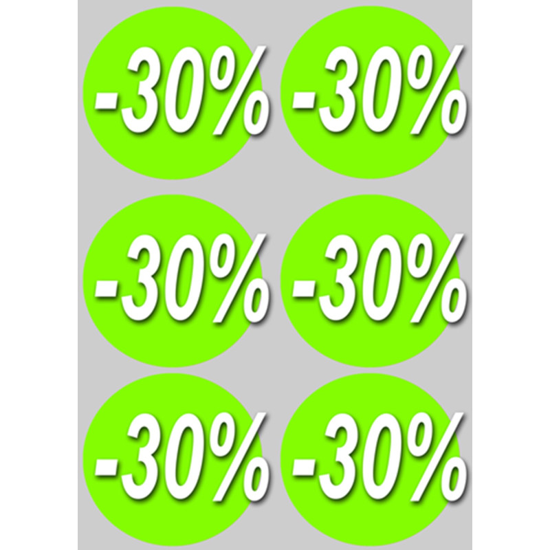 Soldes remise 30% rond (6 fois 10cm) - Sticker/autocollant