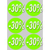 Solde remise 30% rond - 6 stickers de 10cm - Sticker/autocollant