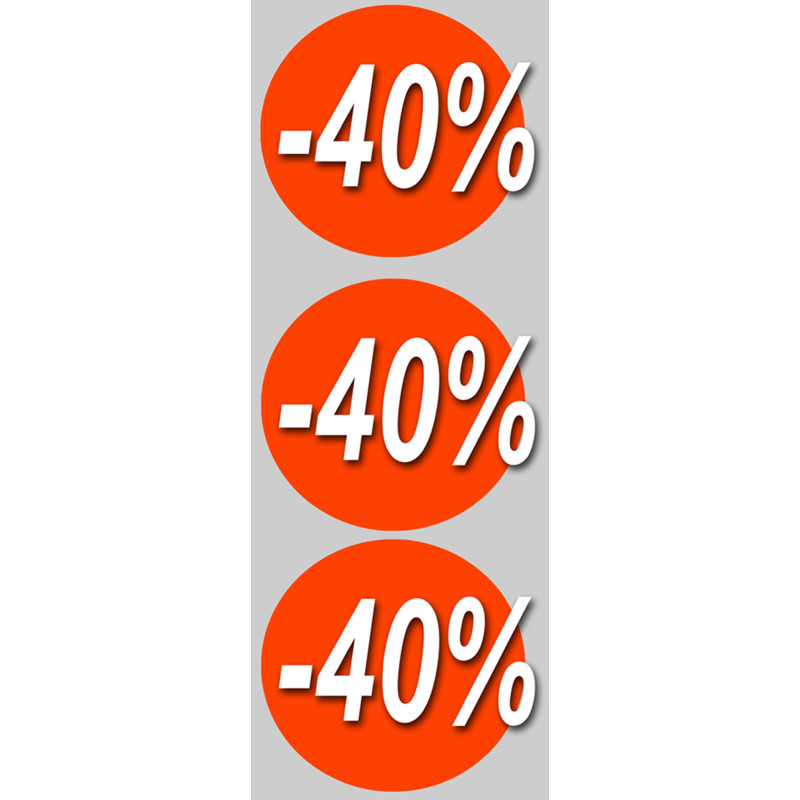 Soldes remise 40% (3 fois 10cm) - Sticker/autocollant