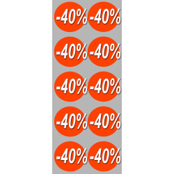 Solde Rond 40% (10stickers de 5cm) - Sticker/autocollant