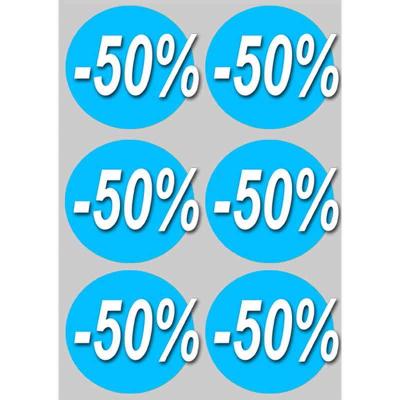 remise 50% (6fois 10cm) - Sticker/autocollant