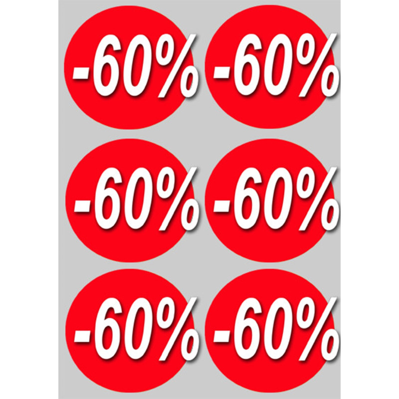 remise 60% (6fois 10cm) - Sticker/autocollant