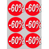 remise 60% (6fois 10cm) - Sticker/autocollant