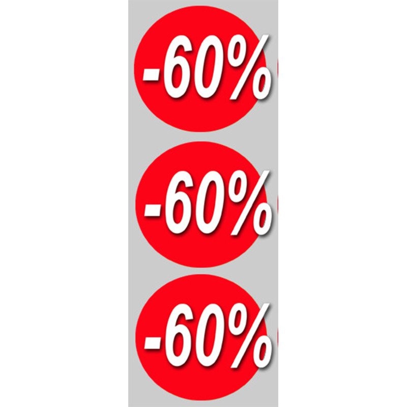 Soldes remise 60% (3 fois 10cm) - Sticker/autocollant