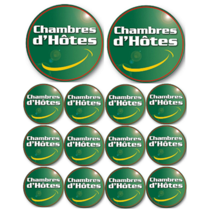 Chambres d’hôtes (2 fois 10cm & 12 fois 5cm) - Sticker/autocollant