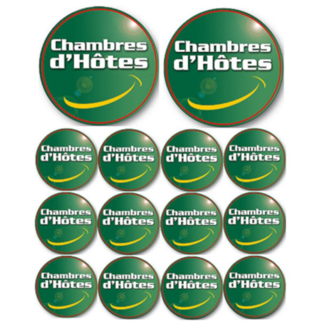 Chambres d’hôtes (2 fois 10cm & 12 fois 5cm) - Sticker/autocollant