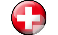 Sticker / autocollant : drapeau Suisse rond - 5cm